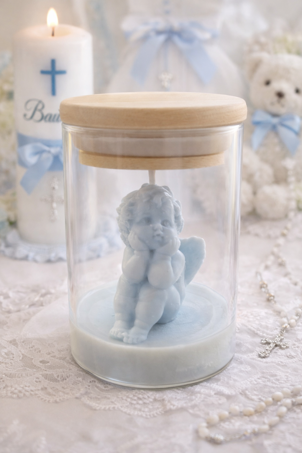 Vela angelito en vidrio